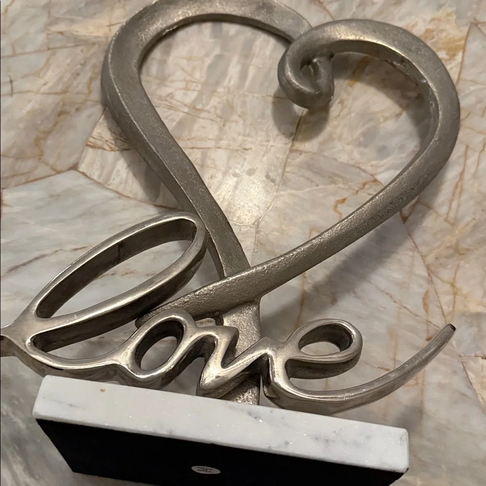 Silver Heart Wall Decor with 'Love' Inscription